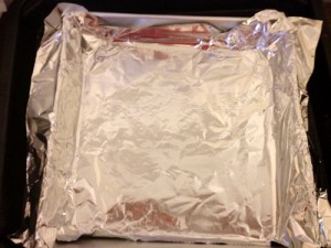Line a pan with foil